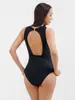 Traje de baño de una pieza de nuevo estilo transfronterizo para mujer, Malla, Sexy, Estilo Europeo y Americano, Amazon Rusia, Traje de baño de nailon negro, Corte ajustado