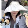 Chapéu de Sol Protetor Solar com Topo Aberto Estilo Coreano para Mulheres Verão Anti-ultravioleta Chapéu de Sol Grande com Abas Amplas Mostra o Rosto Pequeno Chapéu de Sol para Exterior
