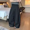 Nuevos pantalones casuales de otoño de un solo botón, cintura alta, adelgazantes, color liso, versátiles para el uso diario, elegantes pantalones de pierna ancha