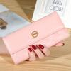 Billetera Larga Plegable de PU para Mujer 2021 Bolso de Mano Coreano Hebilla Bordada con Diamantes Billetera Multitarjetas