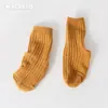 Calcetines de Algodón Clase A para Niños y Niñas de Primavera y Otoño, Calcetines de Caña Media de Color Sólido, Calcetines Holgados para Bebé