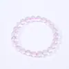 Pulseira de Cristal em Pó de Gelatina Natural para Mulheres Fio Único Luxo Leve Versátil Rosa Contas Redondas Pulseira de Cristal Joias Atacado