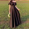 Vestido de Noche Negro Vestido Banquete Elegante Hombros Descubiertos Adelgazante Vestido Largo Reunión Anual Alta Gama Lujo Ligero Nicho vestido Reunión Anual