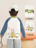 Ropa infantil Kaka Panda camiseta de manga larga de dibujos animados para niños, conjunto de otoño para niñas, camiseta básica para bebé, moderna