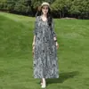 Vestido de Algodón y Seda Nuevo Verano 2026, Elegante y con Estilo para Madres, Manga Media, Delgado, Vestido Casual de Playa de Gama Alta