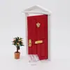 Casa de Bonecas 1:12 Mini Móveis de Casa de Bonecas Modelo de Micro Cena DIY Porta Rosa com Pináculo