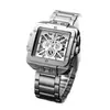 Relógio de Pulso Masculino Cruz Quadrada Pulseira de Aço Inoxidável Personalidade Moda Tendência Relógio de Quartzo Masculino Atacado