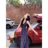 Vestido Longo de Alça Fina com Design de Patchwork de Renda com Laço Floral Profundo V Rosa Duplo Orgulho Romântico