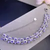 Venda Direta de Fábrica Pulseira de Tanzanita Natural, Roxo Encantador, Corpo Puro Prata 925, Pedra Principal Finamente Incrustada 3*4mm