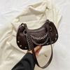 2024 Nueva Moda Cadena de Remaches Texturizada Estilo Francés Bolso Simple para Mujer de Hombro Cruzado Debajo del Brazo Versátil