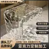 Taburete Pequeño de Acrílico con Onda de Agua, Taburete Bajo para Uso en Casa, Taburete Transparente Moderno para Baño, Impermeable para Bañarse, Taburete Pequeño para Cambiarse los Zapatos