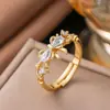 Anillo de Moda Transfronterizo Nuevo con Circonita Microincrustada para Mujer, Anillo de Dedo Índice de Lujo Ligero de Alta Gama de Moda para Mujer, Anillo Abierto Ajustable