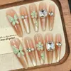 Flor Mariposa Ojo de Gato Francés Manicura Corazón Brillante Girly Uñas Portátiles Hechas a Mano Parche de Uñas Postizas Dulce Productos Terminados Venta al por Mayor