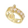 Elle Mosha - Anillo de disco hueco con diamantes y circonitas cúbicas, joyería transfronteriza europea y americana, moda femenina
