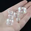 Bola de Cristal Iridiscente con Apertura de un Solo Agujero Bola de Vidrio Bola Pequeña Relleno Accesorios Hechos a Mano DIY Colgante de Collar Joyería
