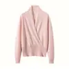 Otoño/Invierno Nuevo Francés Cruzado Cuello en V Cachemira Ropa Exterior para Mujer Base de Punto Suéter Holgado Base