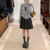 Saia Mini Plissada de Lã Estilo Acadêmico Coreano Meia Saia Feminina Outono Inverno Nova Elástica Cintura Alta Linha A Justa ao Corpo Tendência
