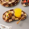 Bandeja de Madera Japonesa Bandeja de Té Casera Bandeja Redonda para Frutas y Pasteles Bandeja para Snacks Soporte para Tazas Taza de Agua Bandeja de Té Bandeja de Almacenamiento