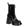 Novas botas elásticas finas botas curtas de cavaleiro bico quadrado plataforma salto alto grosso botas 40-43 tamanho grande botas de comércio exterior