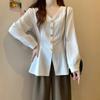 Simon Lena Talla Grande Mujer Otoño Nuevo Hermana Gordita Estilo Oficina Camisa Elegante Moda Versátil Botón Color Top