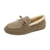 Nuevos Zapatos de Algodón Planos Cálidos Engrosados con Felpa, Estilo Retro, Talla Grande, para Mujer, sin Cordones, de Corte Bajo, para Conducir, Otoño/Invierno 2024