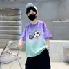 Camiseta de Manga Corta para Niños 2026 Estilo Nuevo Verano Niños Degradado Tie-Dye 100% Algodón Puro Top para Estudiante Camiseta