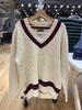 Suéter de mujer estilo BM Brandy con cuello en V y colores a juego, suéter holgado y grueso de otoño e invierno.