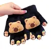 Guantes de Capibara para Niñas, Guantes Cálidos y Resistentes a la Escarcha de Dibujos Animados para Niños de Escuela Primaria, Guantes de Cinco Dedos para Niños y Bebés, Guantes Engrosados con Dedos Separados