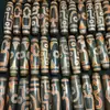 Ágata Dzi de Nove Olhos Cinnabar com Alta Oleosidade e Pátina Envelhecida, Pulseira e Acessório de Colar Colecionáveis com Padrões Múltiplos