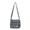 Bolsa Transversal Jeans 2026 para Mulheres com Bordado de Gato Desenho Animado, Bolsa com Múltiplos Compartimentos, Bolsa de Ombro Doce para Meninas, para o Dia a Dia e Saídas