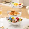 Prato de Frutas Cerâmico Nórdico, Cesta de Frutas de Ferro, Prato de Frutas de Camada Dupla/Tripla Doméstico para Sala de Estar, Bandeja de Lanches, Bandeja de Frutas Secas