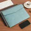 Bolsa de sobre para documentos de oficina de cuero para estudiantes Color sólido Impermeable Bolsa para archivos A4 Gran capacidad Papelería Impermeable Duradero