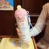 Novo copo térmico de sorvete de desenho animado em aço inoxidável 316 com canudo, copo de café portátil para estudantes e meninas