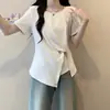 2026 Verão Novo Estilo Plus Size Feminino Casual Design Estilo Simples Gola Redonda Manga Curta Irregular Camiseta Top