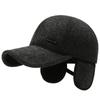 Chapéus Masculinos para Outono e Inverno, Bonés de Baseball para Meia-Idade e Idosos, Chapéus com Abas de Orelha em Espinha de Peixe, Bonés Estilo "Dad Hat" com Letras em Inglês, Versátil