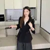 Camisa Casual de Manga Larga Patchwork Falso de Dos Piezas para Mujer Tallas Grandes Otoño 2026 con Cintura Designada y Efecto Adelgazante