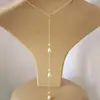 Collar Largo con Borla de Perla Artificial Estilo Europeo para Mujer, Cadena para Clavícula de Lujo Ligero con Temperamento, Cadena Trasera, Collares Modernos Versátiles