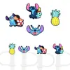 Gorro de Paja de Dibujos Animados de Stitch, Tapa de Silicona para Popote Linda, Compatible con Vasos de Vidrio Stanley de 30 y 40 oz