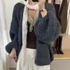Nuevo Estilo Coreano Otoño e Invierno Estilo Suave Punto de Piña Suéter Suave, Cárdigan Chaqueta de Punto Versátil Holgado Perezoso para Mujer