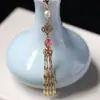 Horquilla Hanfu con Borla Colgante Semiacabado, Calidad que Conserva el Color Borla de Mariposa Romboidal, Una Borla de Nube Borgoña
