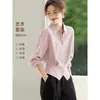 Elegante blusa de mujer estilo francés 2026 camisa de otoño para el trabajo con cintura entallada
