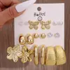 Set de 9 Pares de Aretes Originales Nuevos Dorados Transfronterizos Versátil Ccb Geométrico Estilo Minimalista Pendientes de Comercio Exterior Venta al por Mayor