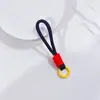 Lanyard Tejido de Poliéster con Hebilla Metálica de 12 cm Color Dopamina, Correa para Botella de Agua, Bloques de Color, Hecho a Mano, Creativo, Estilo Corto, Antiperdida, Duradero