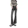Jeans de cintura alta ligeramente acampanados para mujer, versión extralarga para mujeres altas, pantalones de pierna ancha de 170 cm, corte ajustado, pantalones acampanados abotonados, adecuados para primavera y otoño