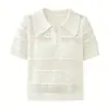 Fábrica de Jerseys Dalang Personalizado Verano Transpirable Tejido Top para Mujer Cuello Polo Hueco Holgado Adelgazante Versátil Manga Corta