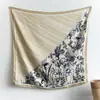 Pañuelo cuadrado JM estilo francés con boceto floral para mujer, pañuelo de seda patchwork de sarga con bloques de color, chal decorativo vintage elegante