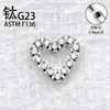 Aretes de Titanio G23 con Tachuelas de Circonita en Forma de Corazón, Tachuelas Nasales de Aleación de Titanio F136, Joyería para Piercings Corporales, Tachuelas para Cartílago del Oído
