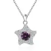 Colar Cruzado Europeu e Americano de Prata Esterlina S925 com Doze Pedras de Nascimento Estrela-do-Mar para Mulheres Moda Amazon Pingente de Estrela Corrente da Clavícula