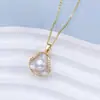 Colgante de Perla de Agua Dulce Natural para Mujer Collar Gargantilla Flor de Rosa con Goteo de Aceite Cadena para Clavícula Nuevo Estilo de Verano Joyería al por Mayor