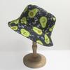 Sombrero de pescador de doble cara con estampado digital de aguacate y patrón de frutas, europeo y americano, creativo, para adultos, casual, protector solar, sombrero tipo cubeta